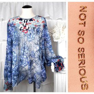 Anthropologie Not So Serious by Pallavi Amirah Embroidered Blouse Top L NWT $158